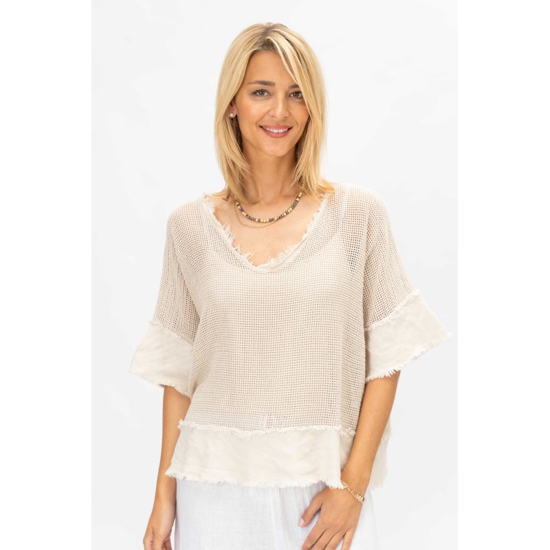 Cotton Mesh Top with Cami 12686