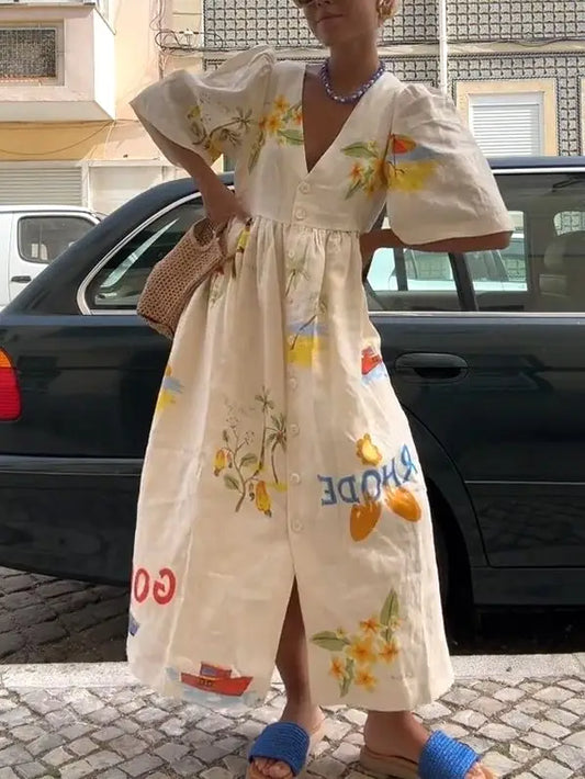 V Neck Loose Dress