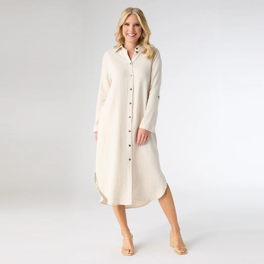Keira Long sleeve Dress/Duster with back button detail