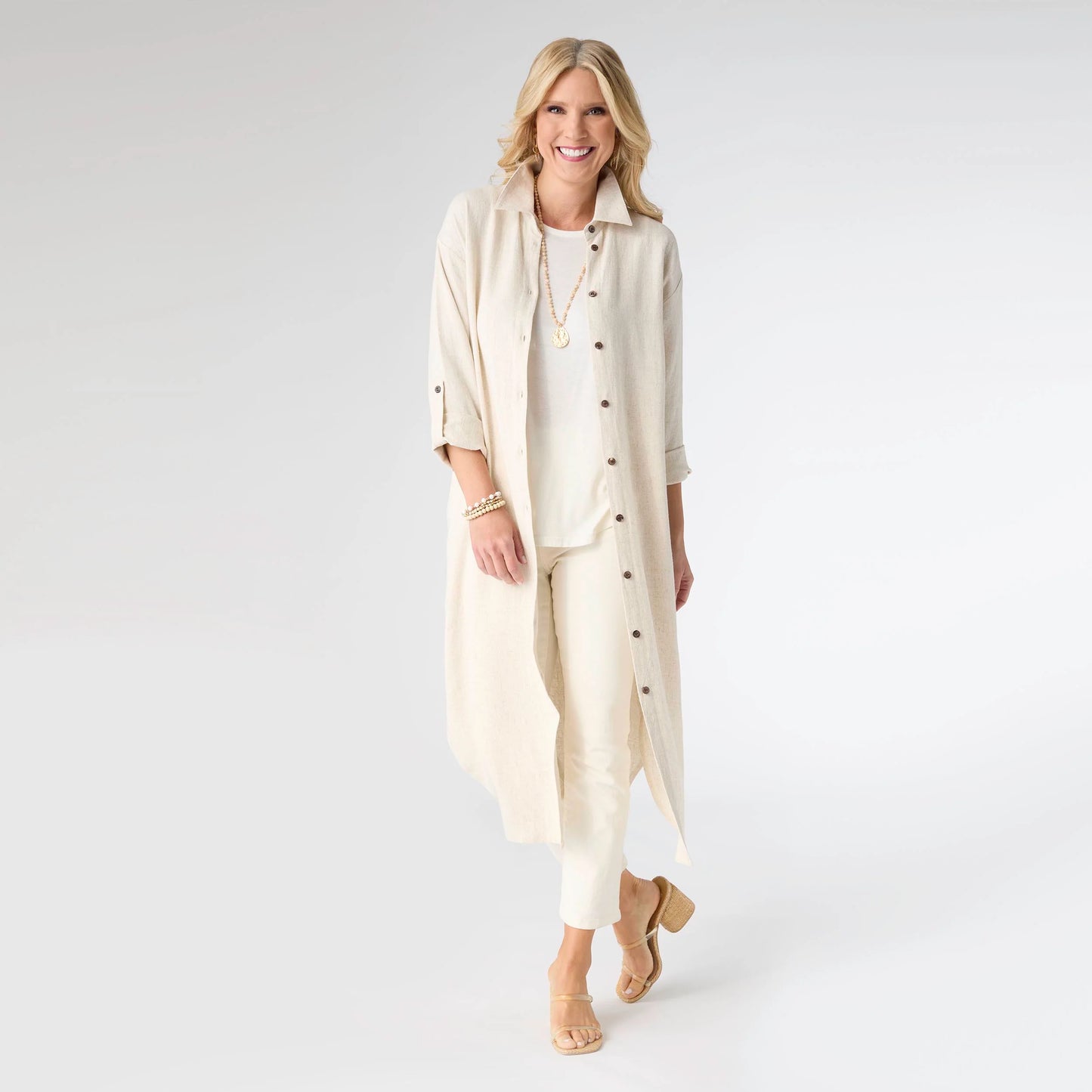 Keira Long sleeve Dress/Duster with back button detail