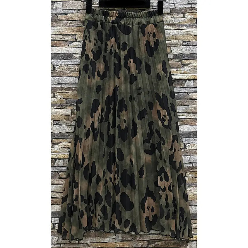Leopard Print Pleated Skirt OS E28
