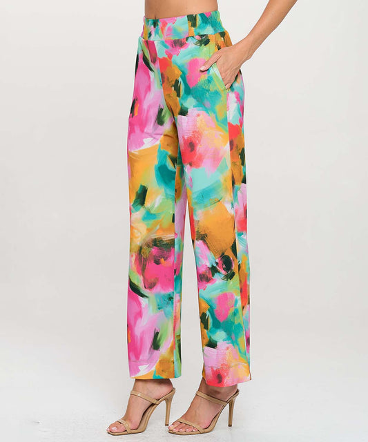 Straight Leg Pant w/Elastic Waist