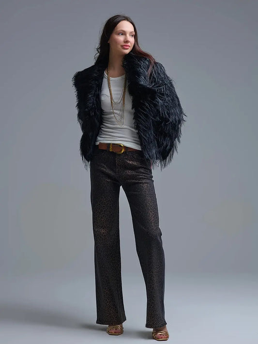 Black Leopard w/Gold Sequin Front Plain Back