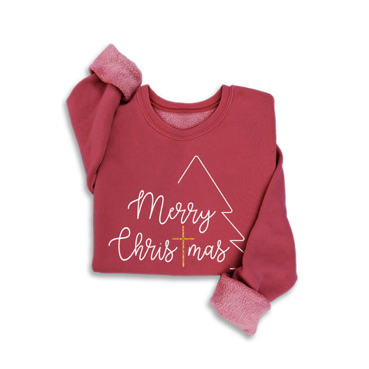 Merry Christmas Sweatshirt in color Red