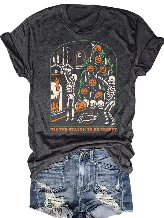 Skeleton and Pumpkin Tee short sleeve R00052
