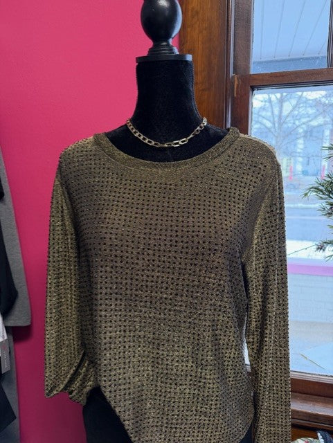 Solid Metallic Stud Knit Top