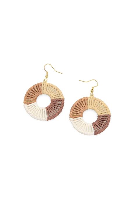 Gold Neutral Wrapped Loop Fishhook Earrings
