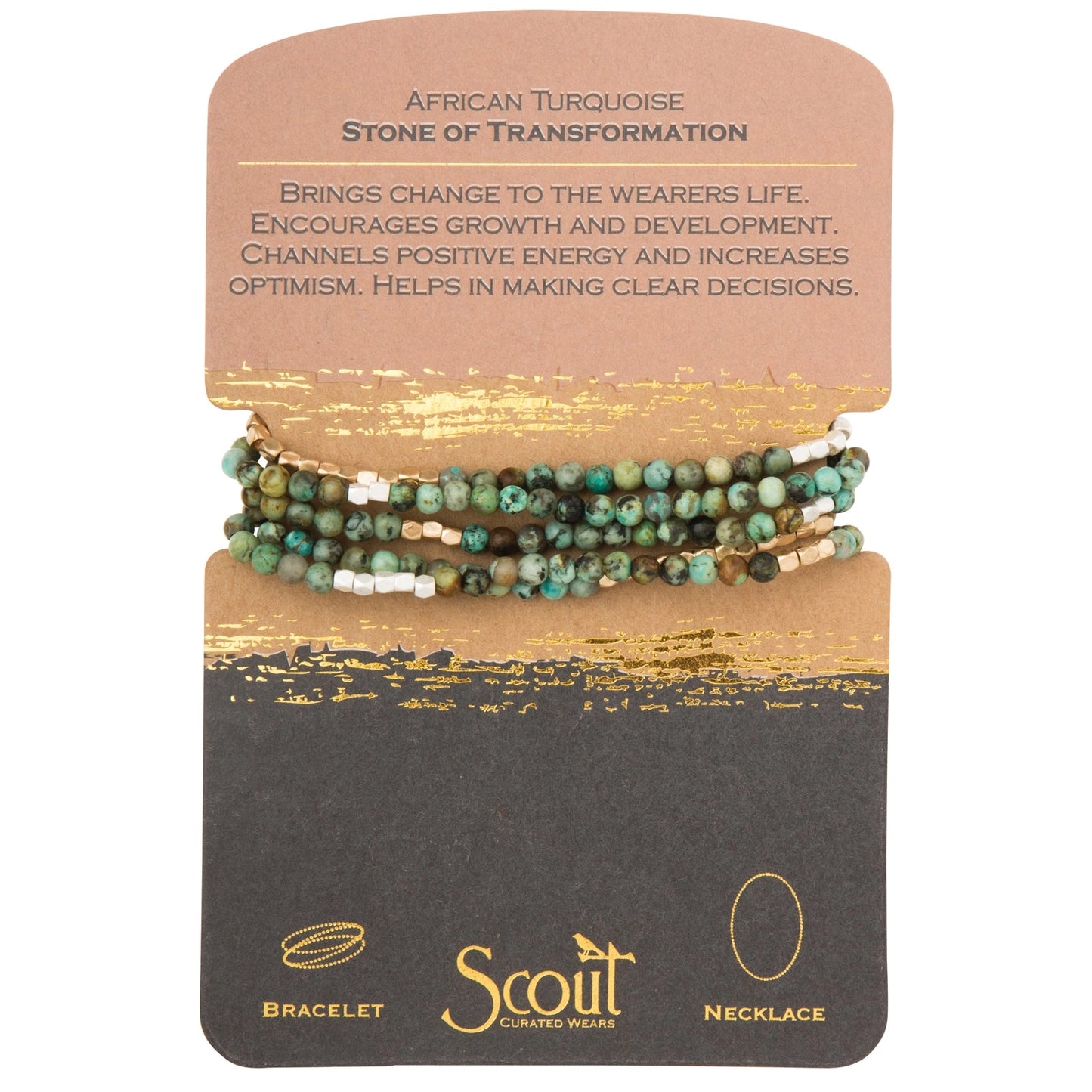 Stone Wrap Bracelet/Necklace White Fossil Jasper