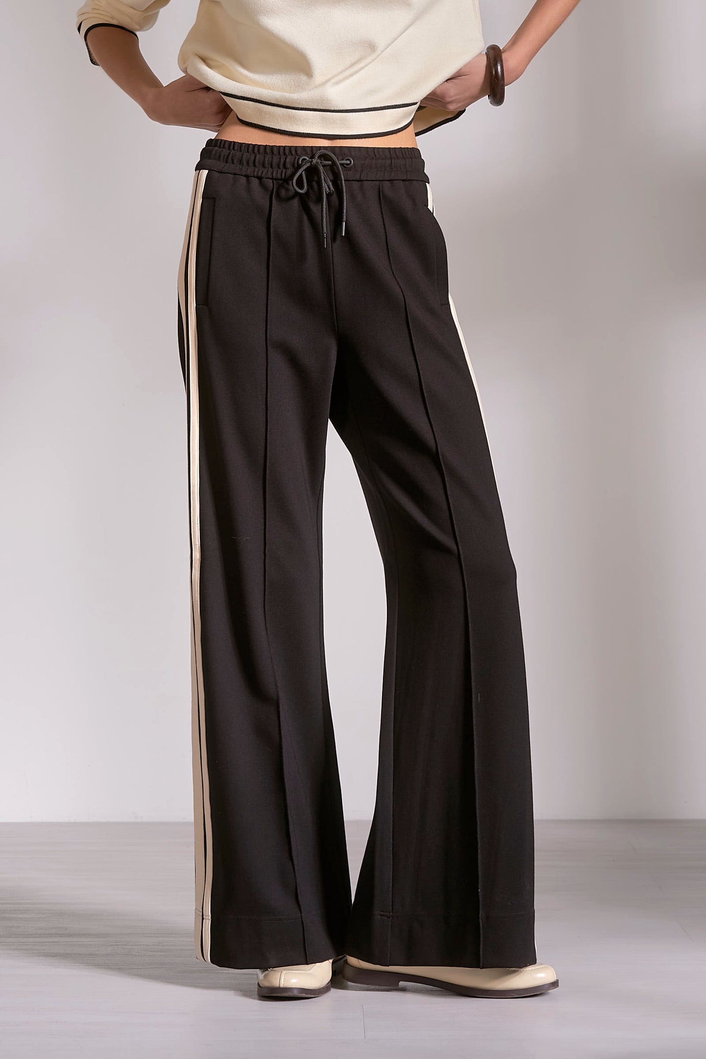 Track Pants Black w/Cream stripe