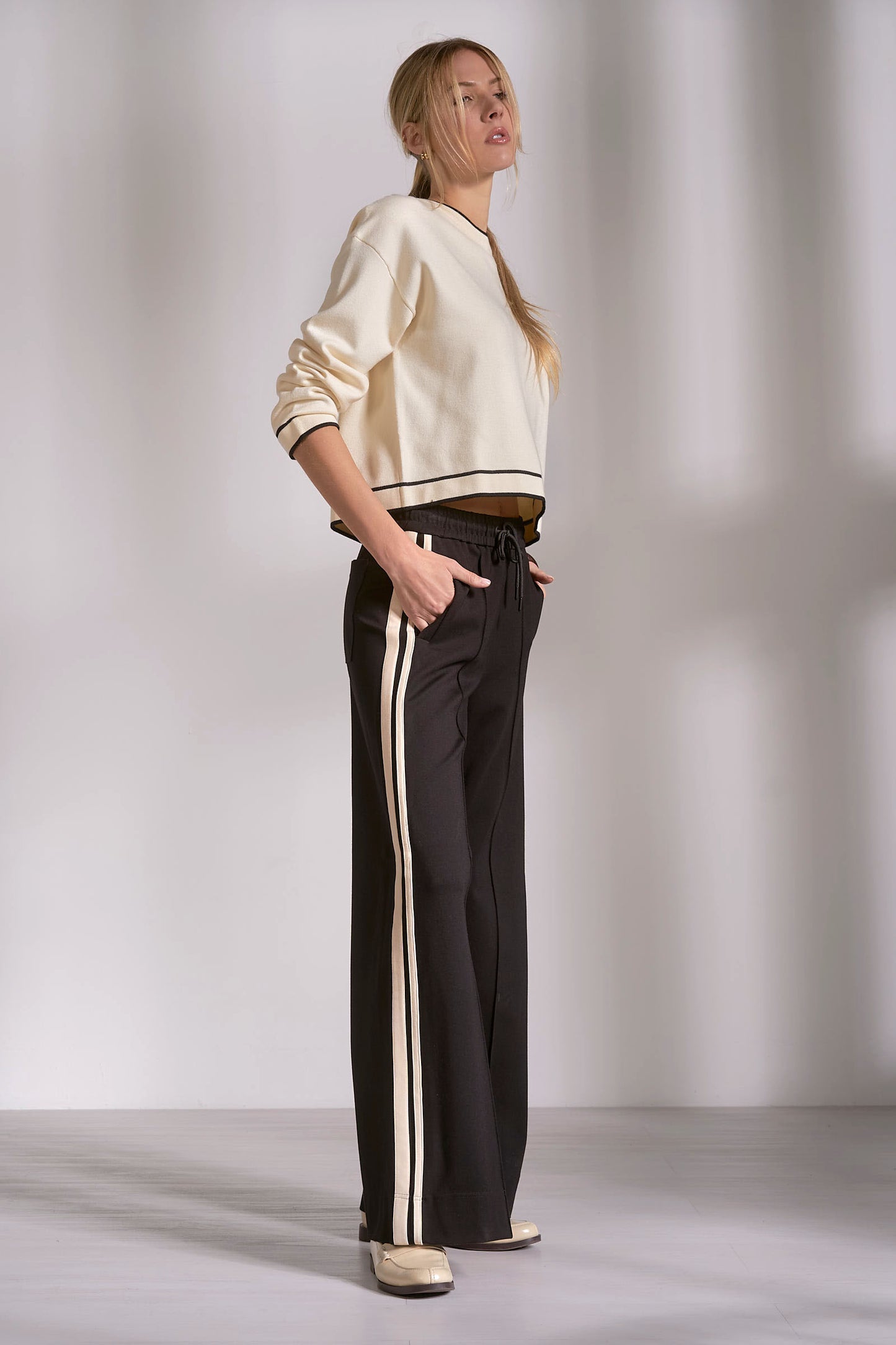 Track Pants Black w/Cream stripe