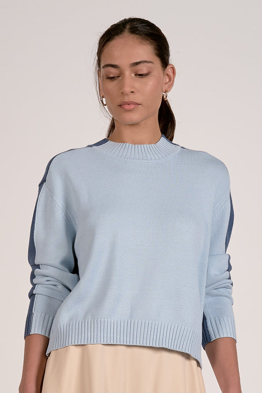 Color Block Sweater Light Blue and Teal