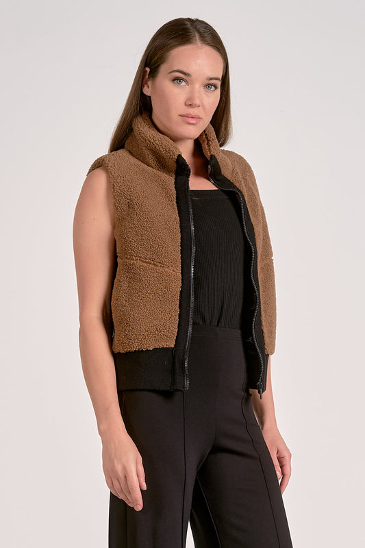 Dark Tan Sherpa Vest