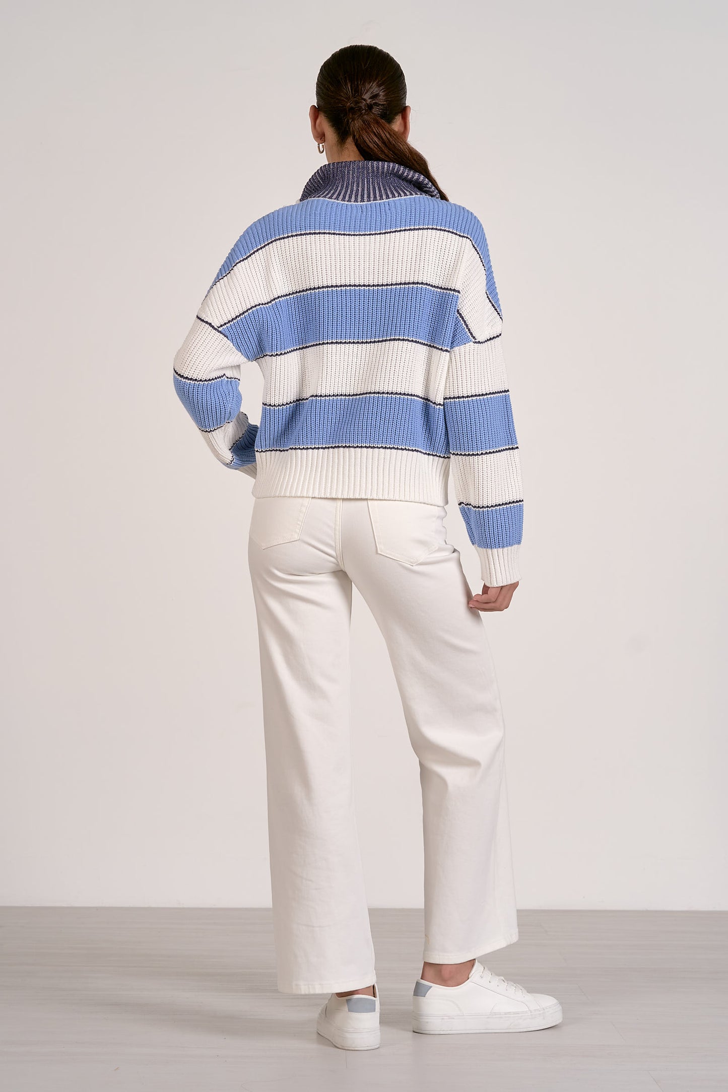 Navy/White 1/4 Zip Sweater