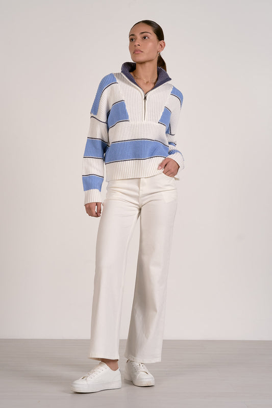 Navy/White 1/4 Zip Sweater