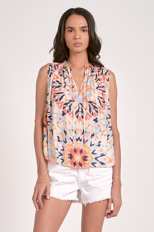 Multi Kaleidoscope Sleeveless Top