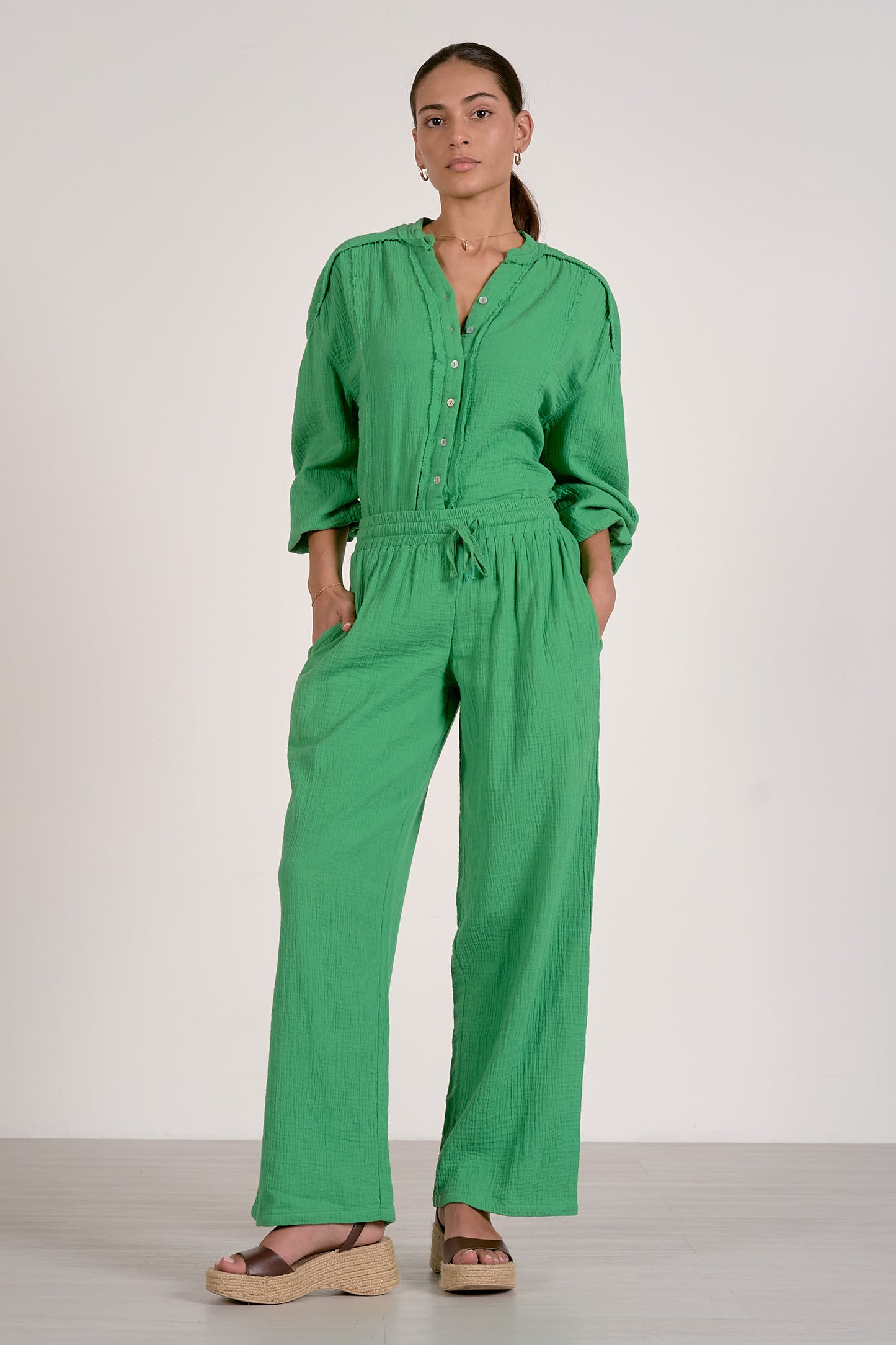 Green Pull On Pants