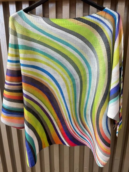 Olive Waves Printed Round Neck Sweater