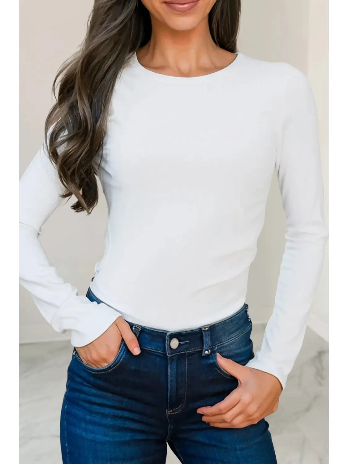 Textured Solid Long Sleeve Bodysuit