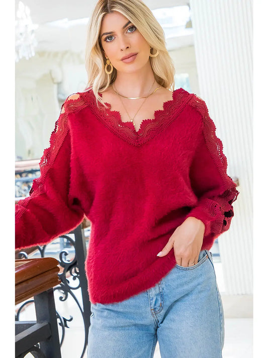 Lace V-Neck Sweater